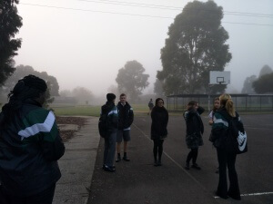 Misty morning start- Yven Cole, Monica Borcena, Olivia Watters, Brodie Colpoys